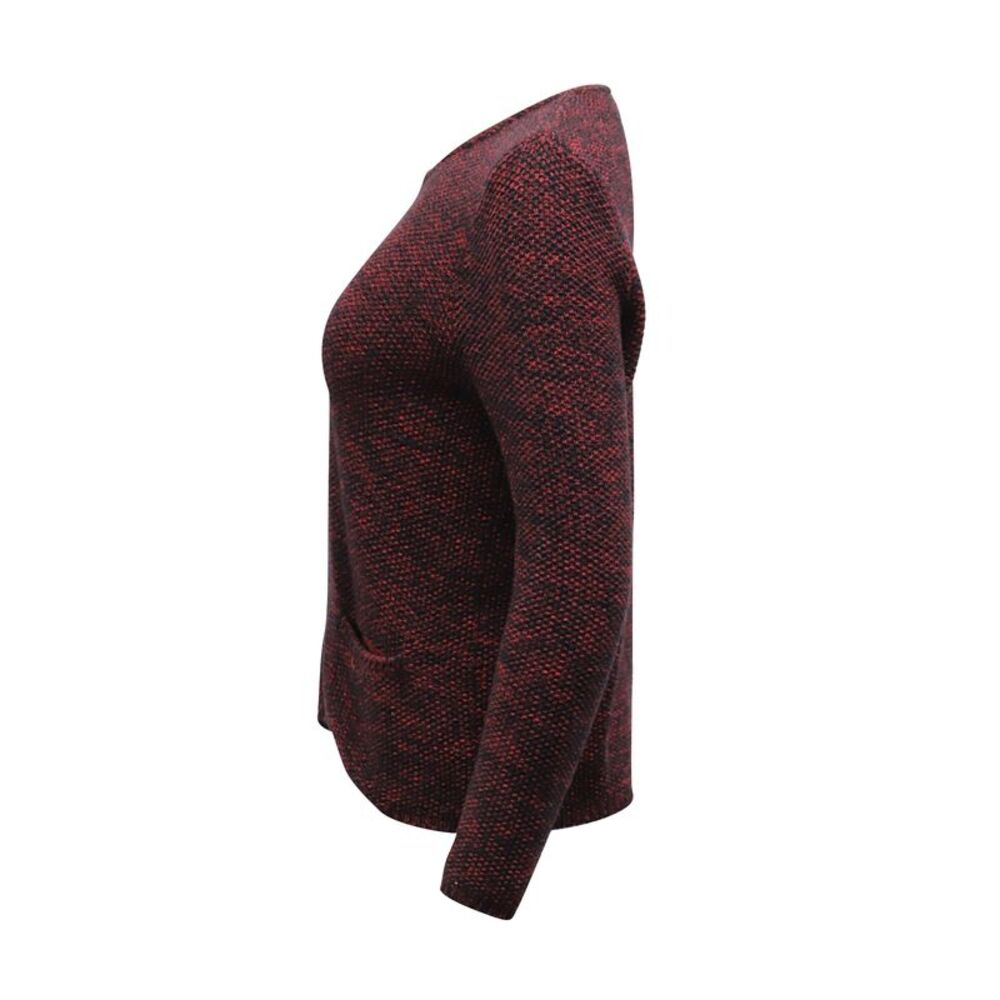 Sandro Zippered Crew Neck Sweater in Red Cotton - Picture 2 of 4